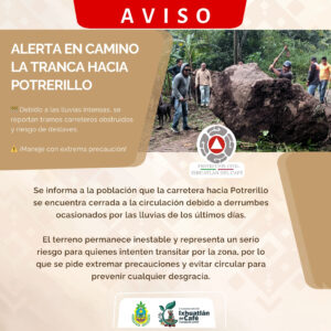 Deslave en carretera a Potrerillo; mantienen cierre preventivo
