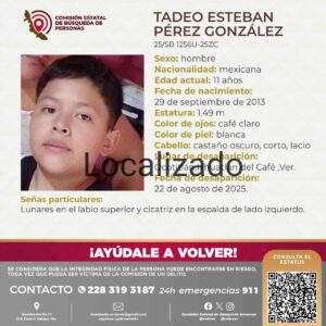 Localizan a menor desaparecido en Ixhuatlán del Café